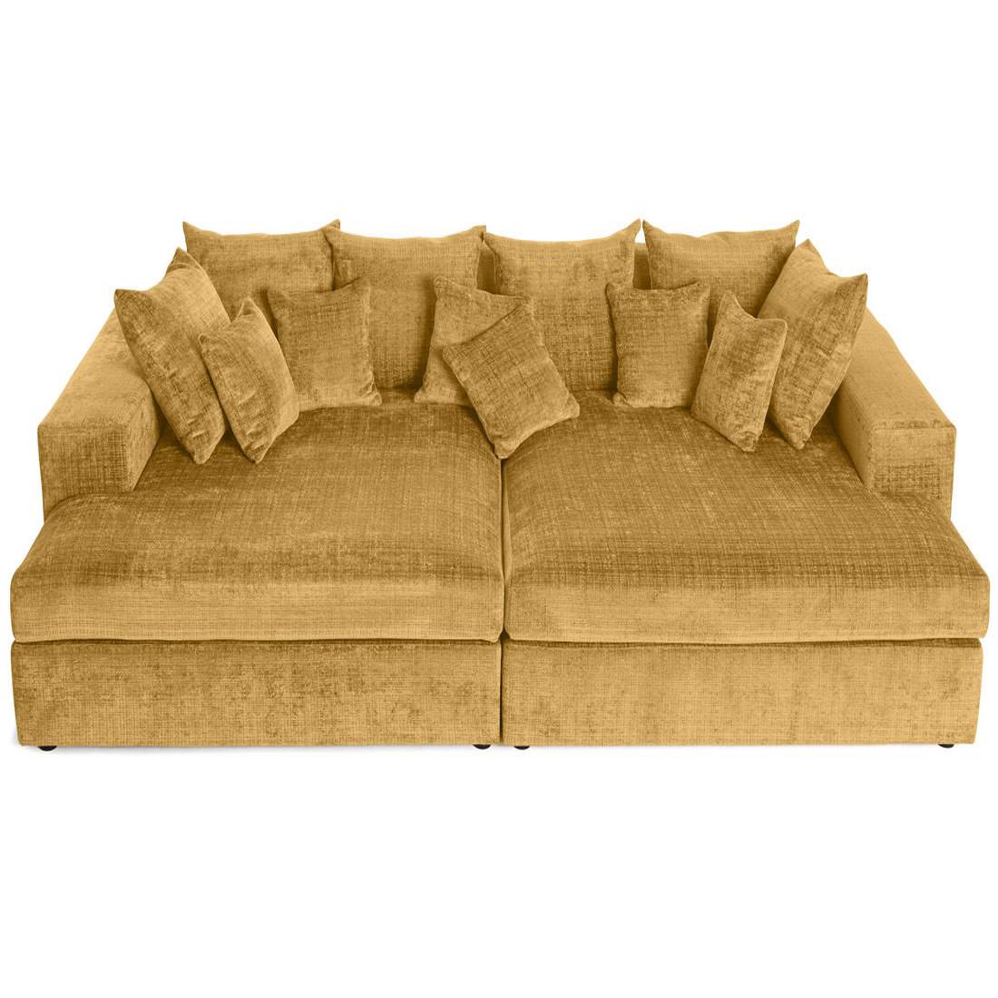 Voir la diapositive 2 : BEST MOBILIER Collins - canapé droit 4 places avec double méridienne - assise profonde - en velours texturé