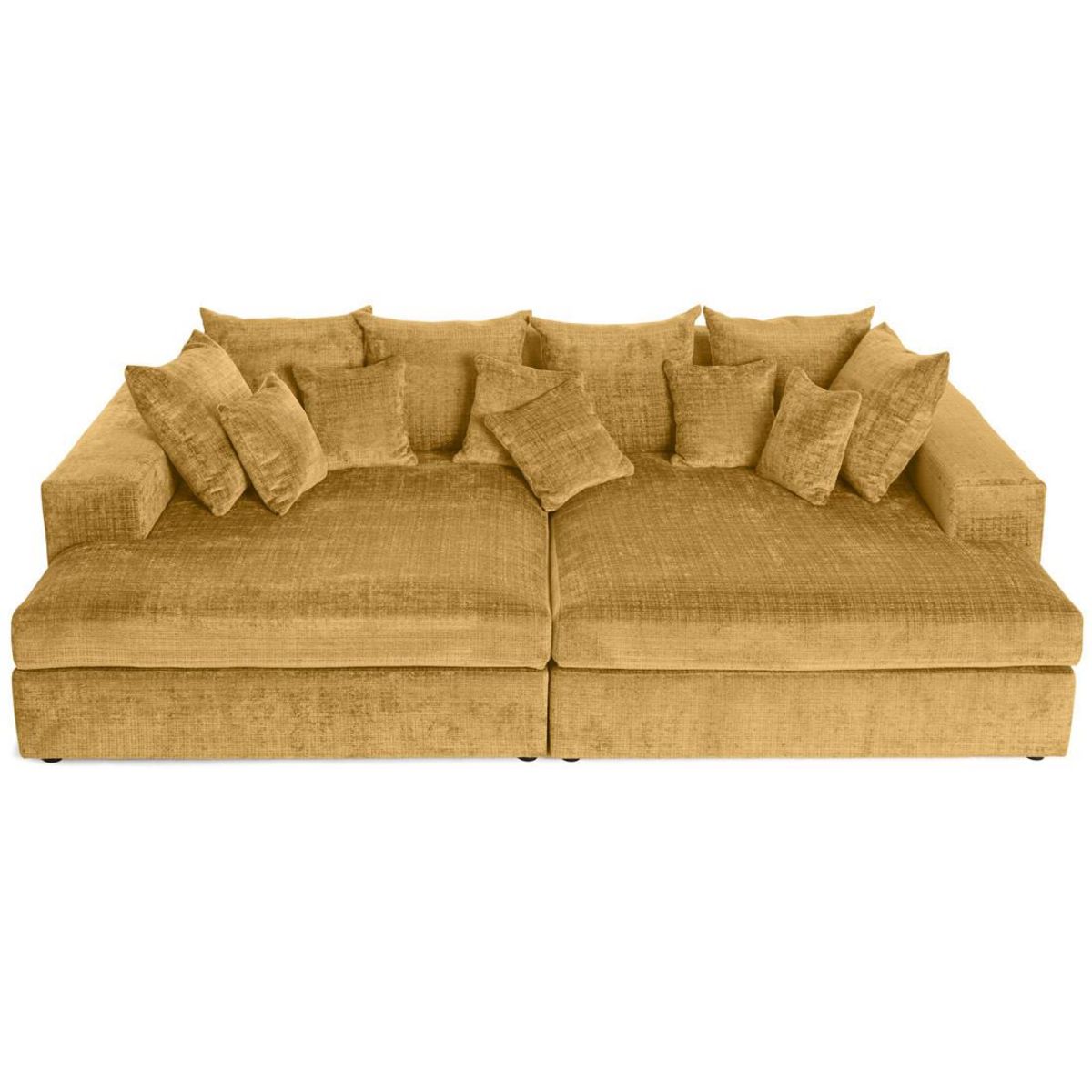 LISA DESIGN Collins - canapé droit 4 places avec double méridienne - assise profonde - en velours texturé