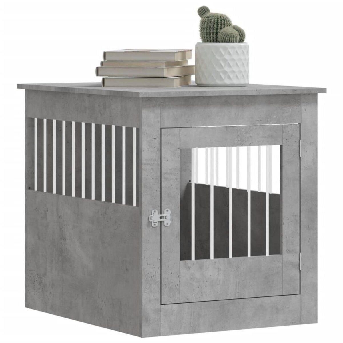 VIDAXL Meuble de cage pour chiens gris beton 64,5x80x71 cm