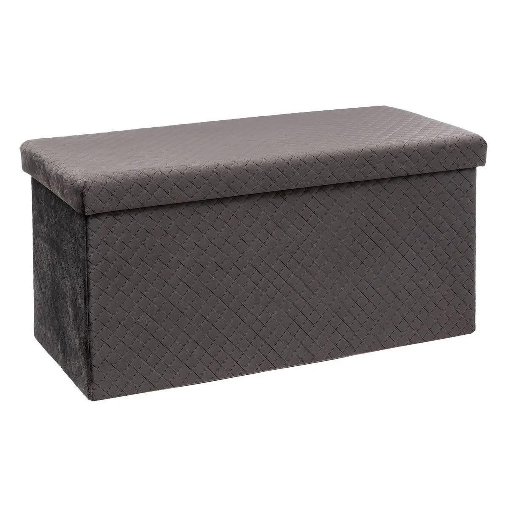 Voir la diapositive 1 : FIVE Pouf & coffre de rangement  velours  76cm gris