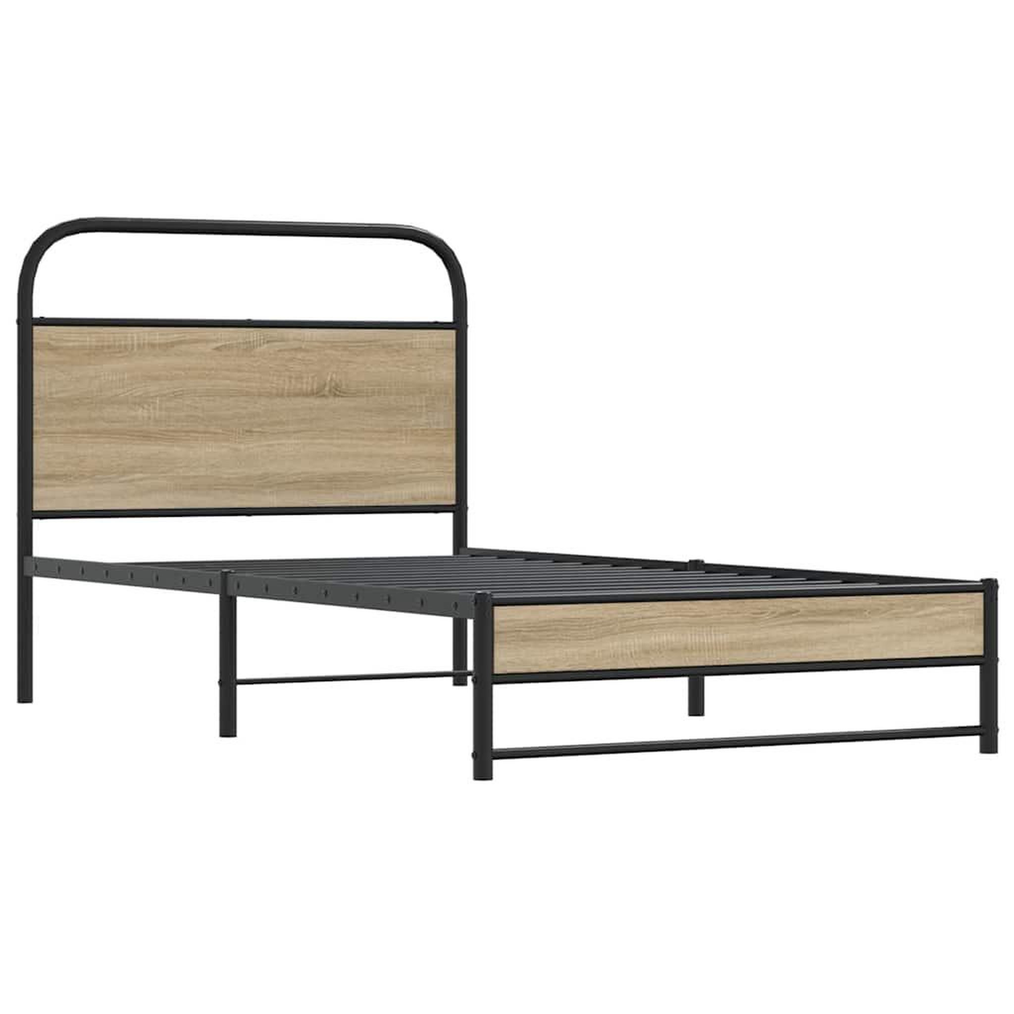 Voir la diapositive 3 : VIDAXL Cadre de lit sans matelas 100x190 cm chene fume bois ingenierie