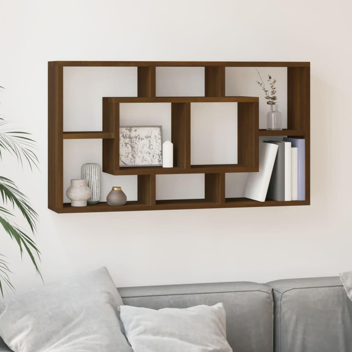 VIDAXL Etagere murale 8 compartiments Chene marron