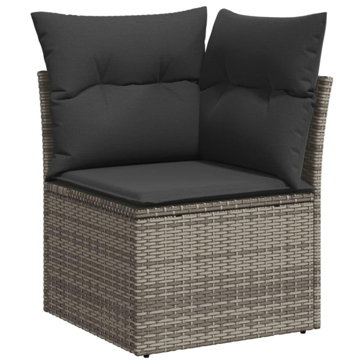 VIDAXL Salon de jardin avec coussins 14 pcs gris resine tressee