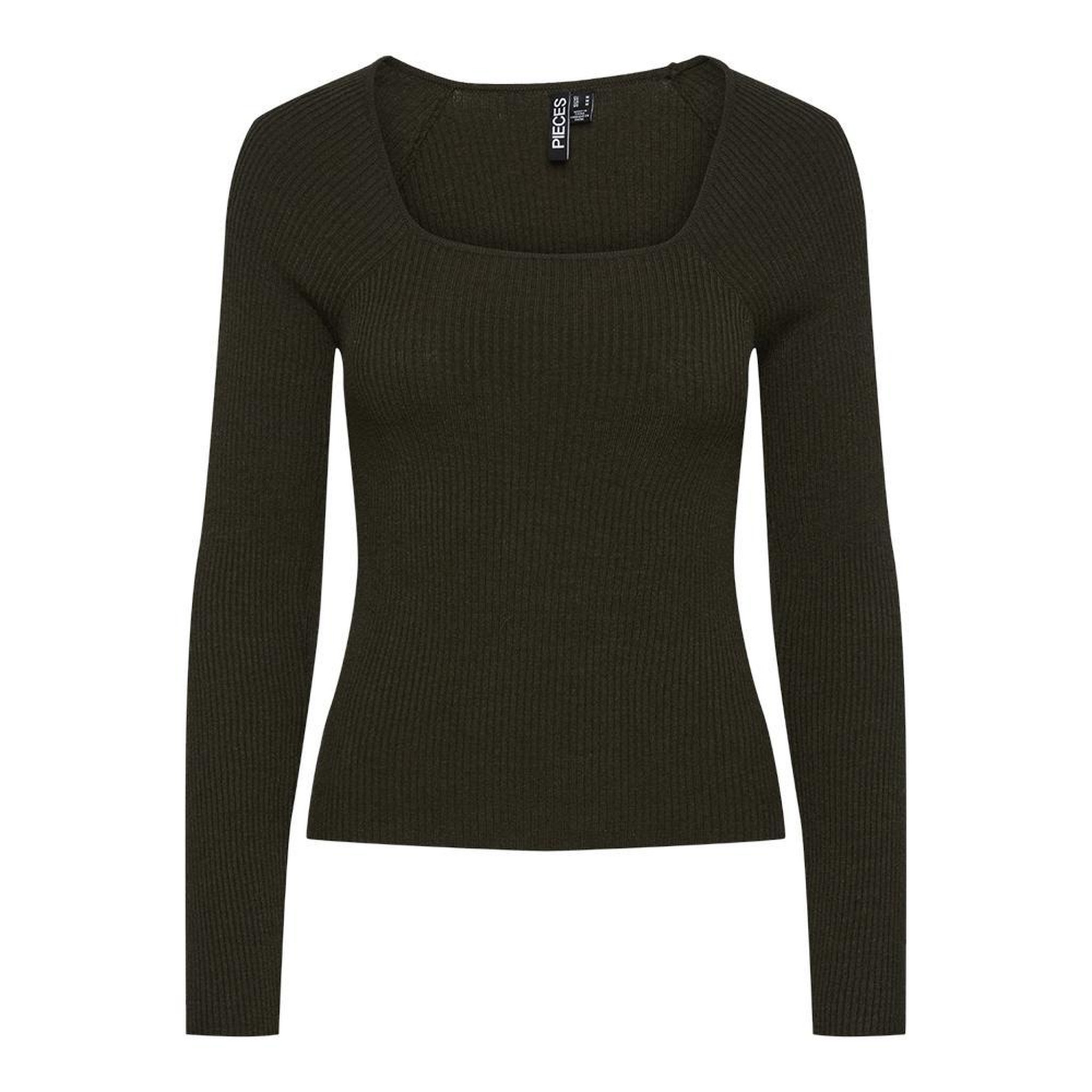 Pieces T-Shirt Manches Longues Kaki Femme Pieces Kalu. Coloris disponibles : Vert