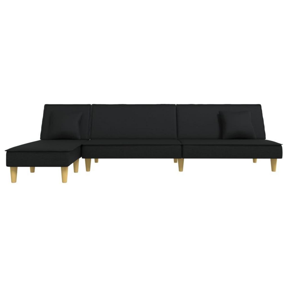 VIDAXL Canape-lit en forme de L noir 255x140x70 cm tissu