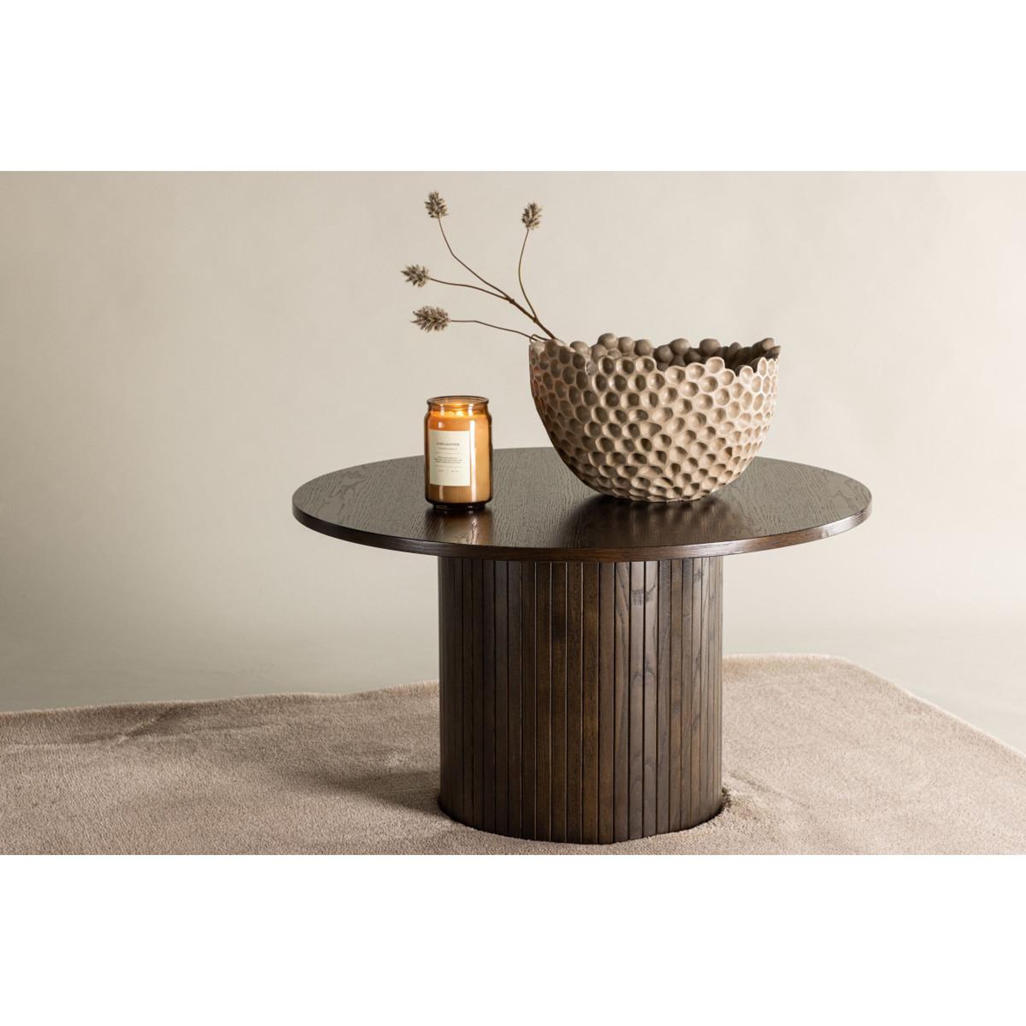 Voir la diapositive 6 : Paris Prix Table basse design nervuré  bianca  80cm marron