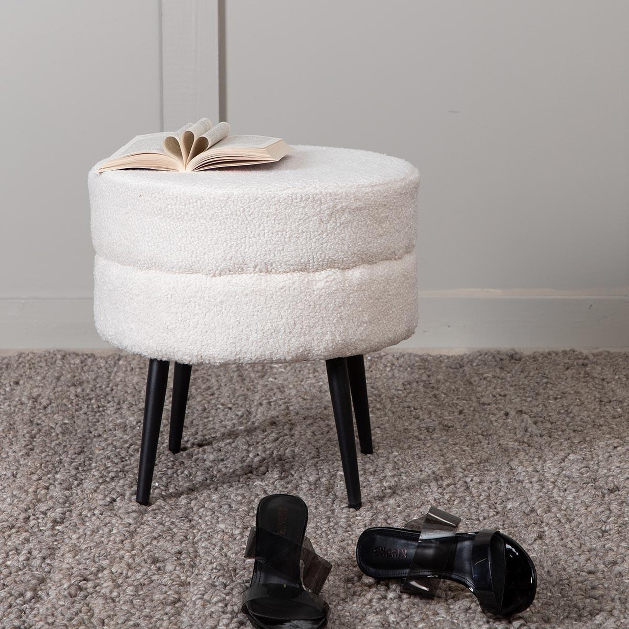 Voir la diapositive 4 : Paris Prix Pouf design bouclette  pot  40cm blanc