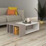 TOILINUX Table basse design en bois L.102 x H.32cm - Blanc et mocca