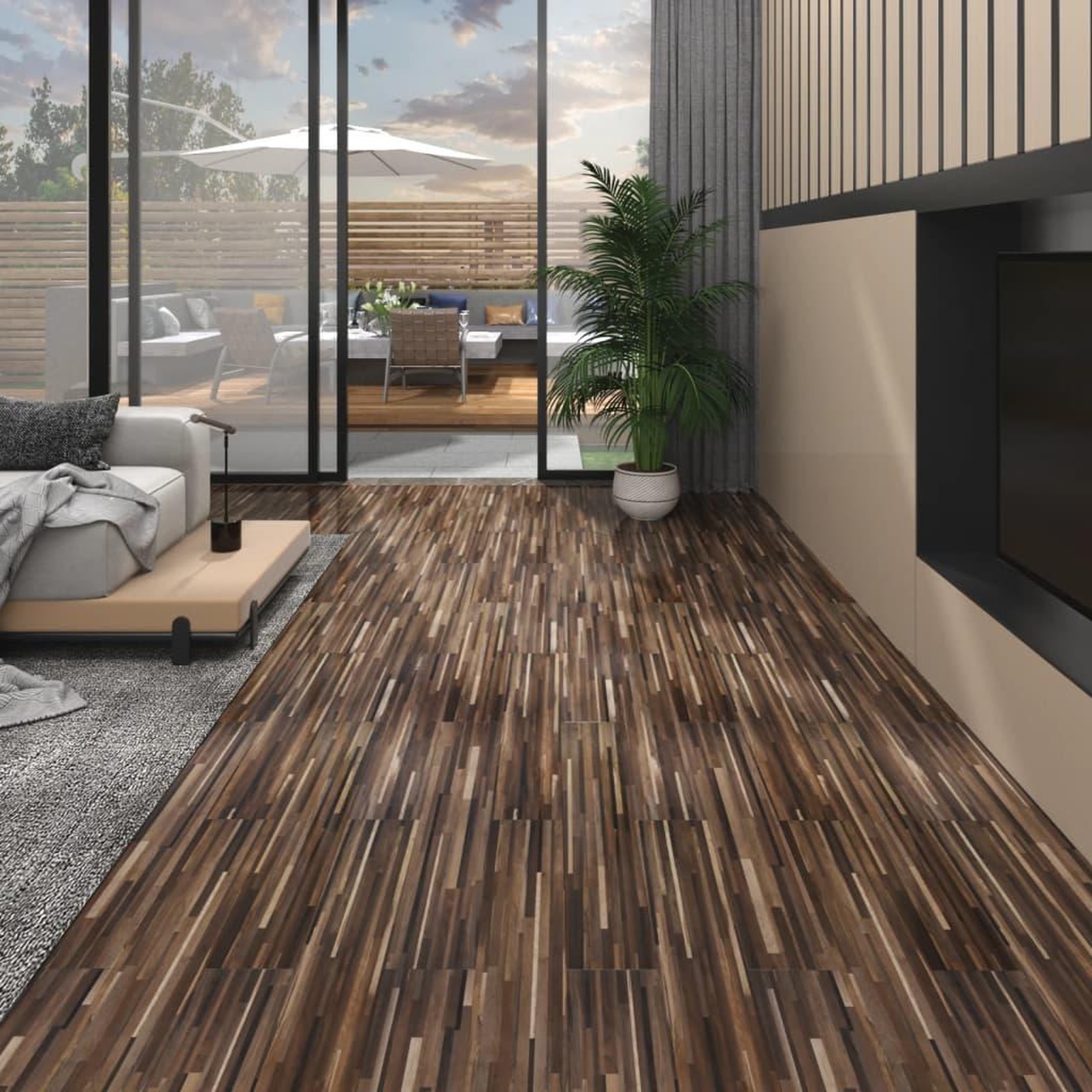 Voir la diapositive 1 : VIDAXL Dalles de plancher PVC 5,02 m^2 2 mm autoadhesif marron raye