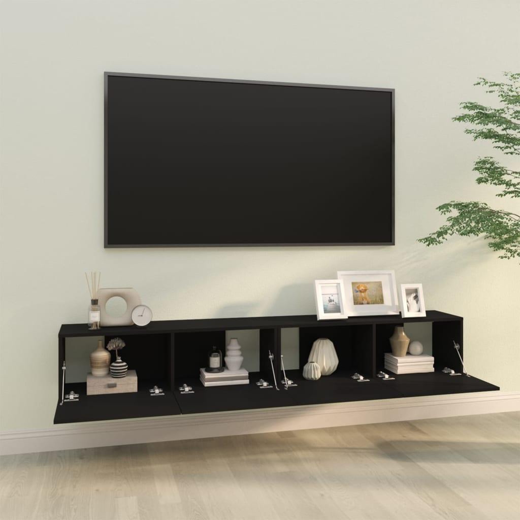 Voir la diapositive 3 : VIDAXL Meubles TV muraux 2 pcs noir 100x30x30 cm bois d'ingenierie