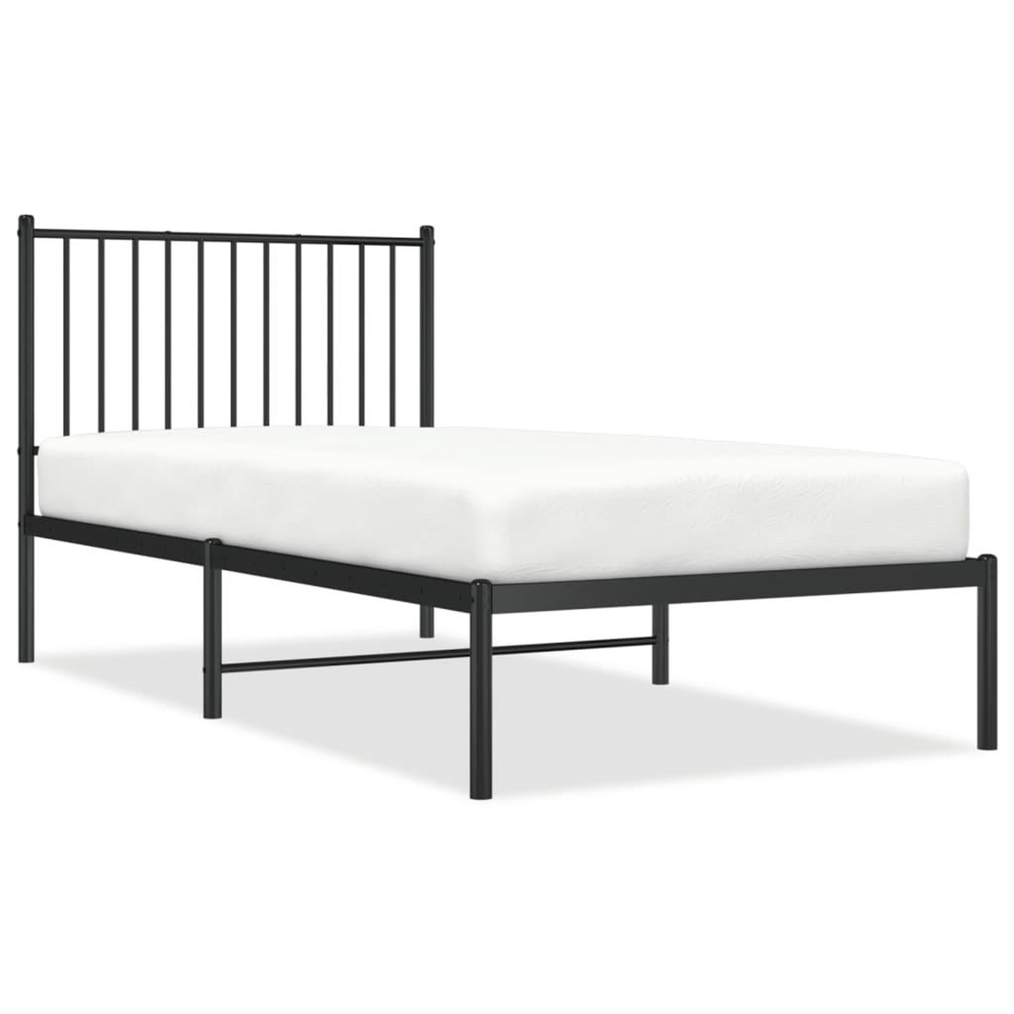 Voir la diapositive 1 : VIDAXL Cadre de lit metal sans matelas avec tete de lit noir 90x190 cm