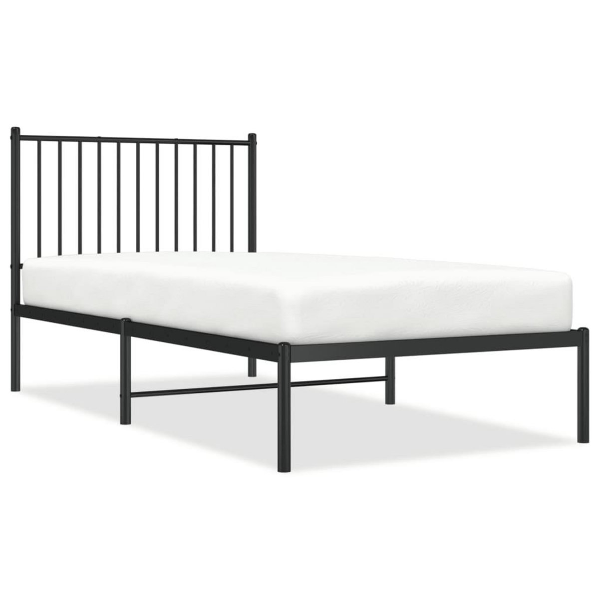 VIDAXL Cadre de lit metal sans matelas avec tete de lit noir 90x190 cm
