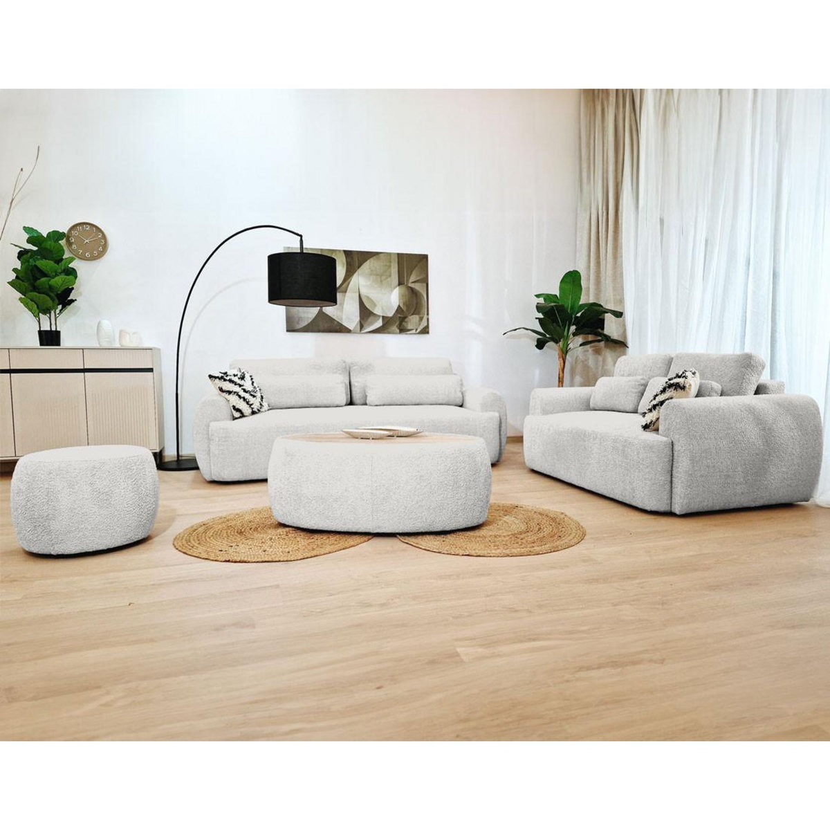 BEST MOBILIER Mahina - canapé droit 2 places - en tissu bouclette