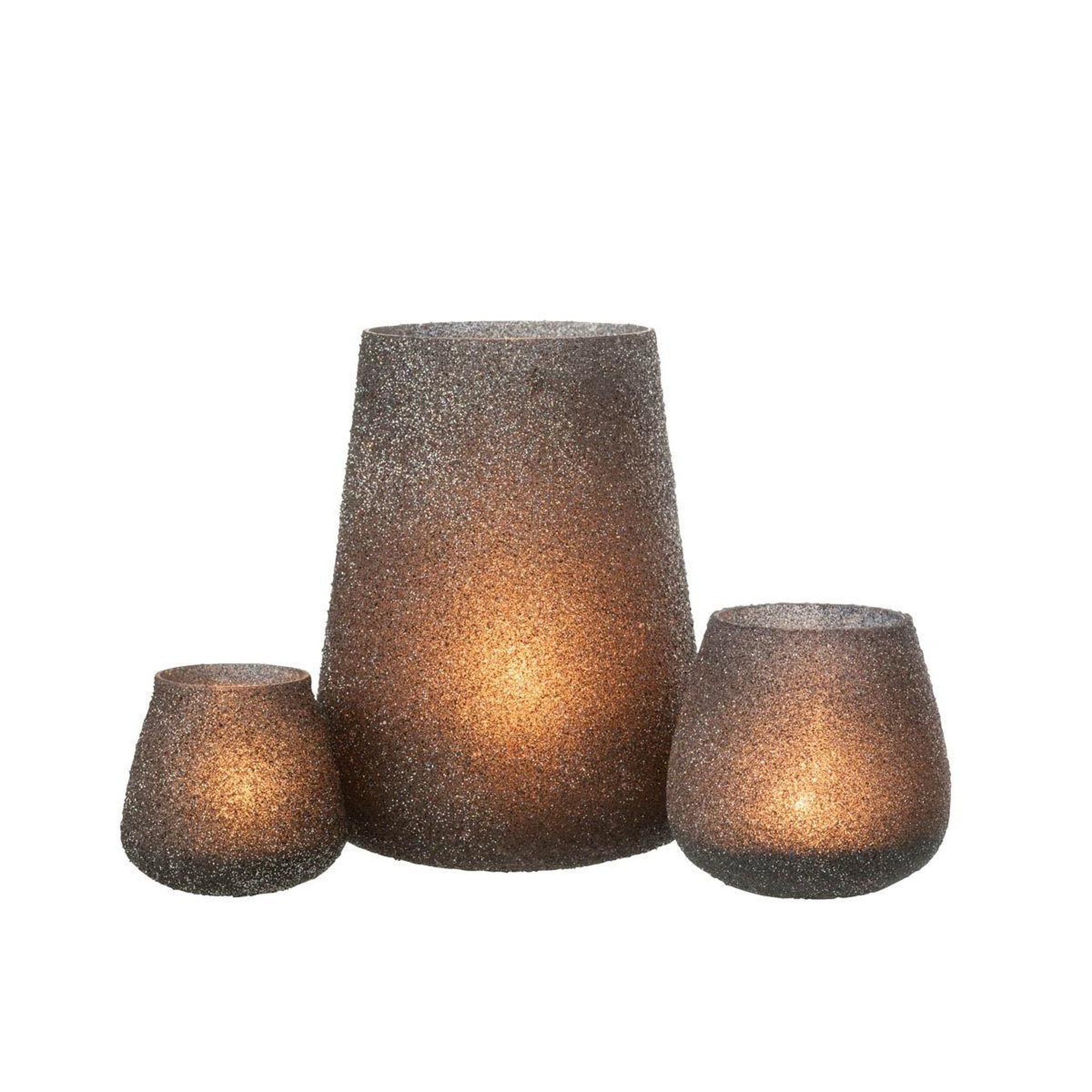 Voir la diapositive 5 : J-LINE Photophore à Paillettes en Verre  Lorie  23cm Mauve
