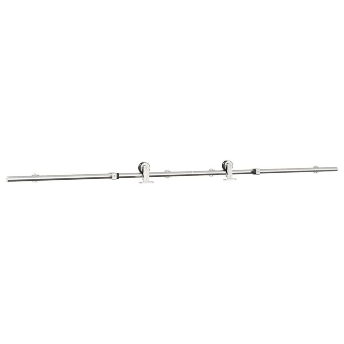 VIDAXL Kit fixation porte coulissante 200 cm Acier inoxydable Argente