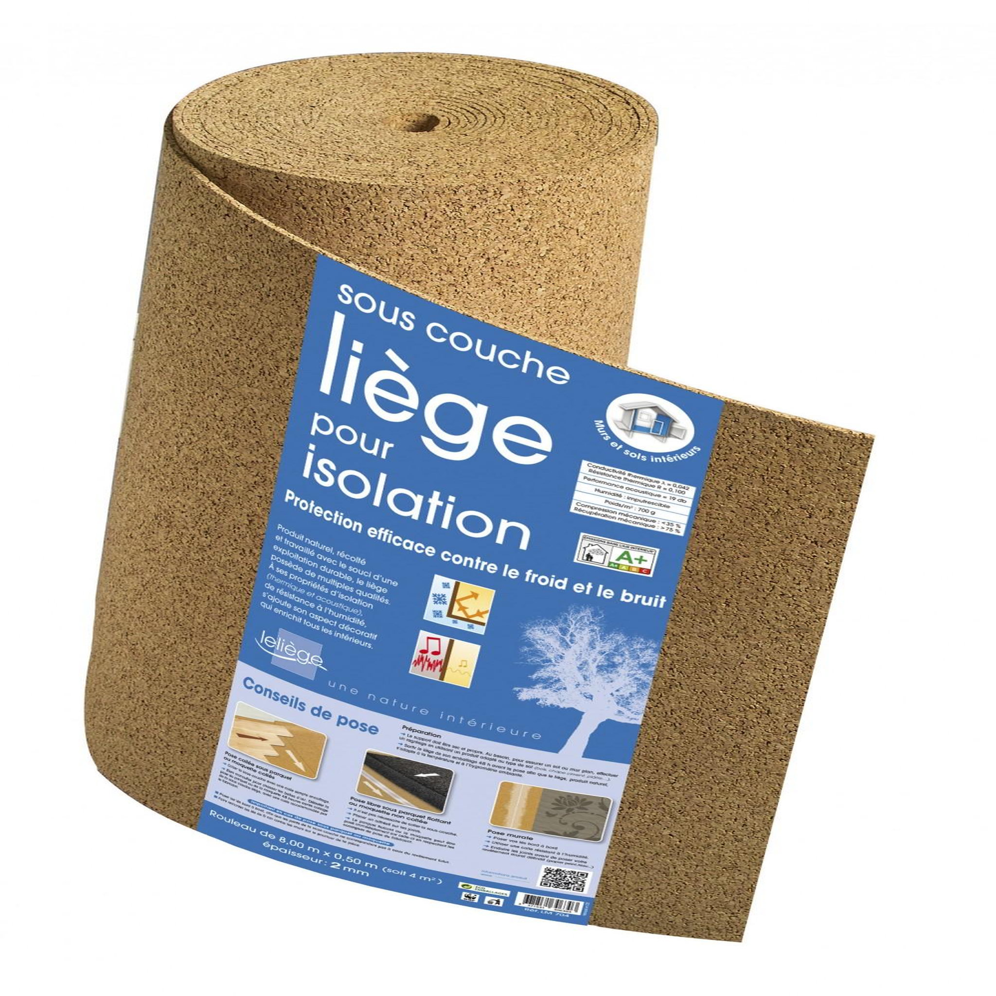 CENTRALE BRICO Rouleau isolant liège mur / sol SDL l.0.5 x L.8 m x Ep.2 mm