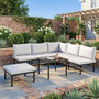 Voir la diapositive 2 : OUTSUNNY Salon de jardin d'angle modulable 6 places avec repose-pieds table basse
