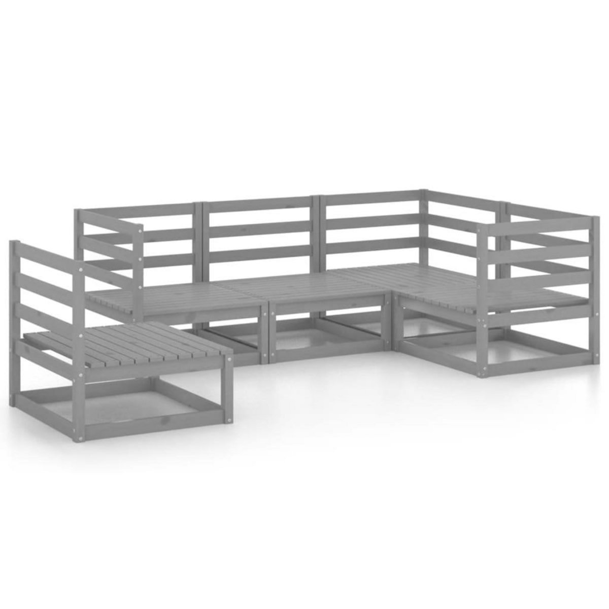 VIDAXL Salon de jardin 5 pcs gris bois de pin massif