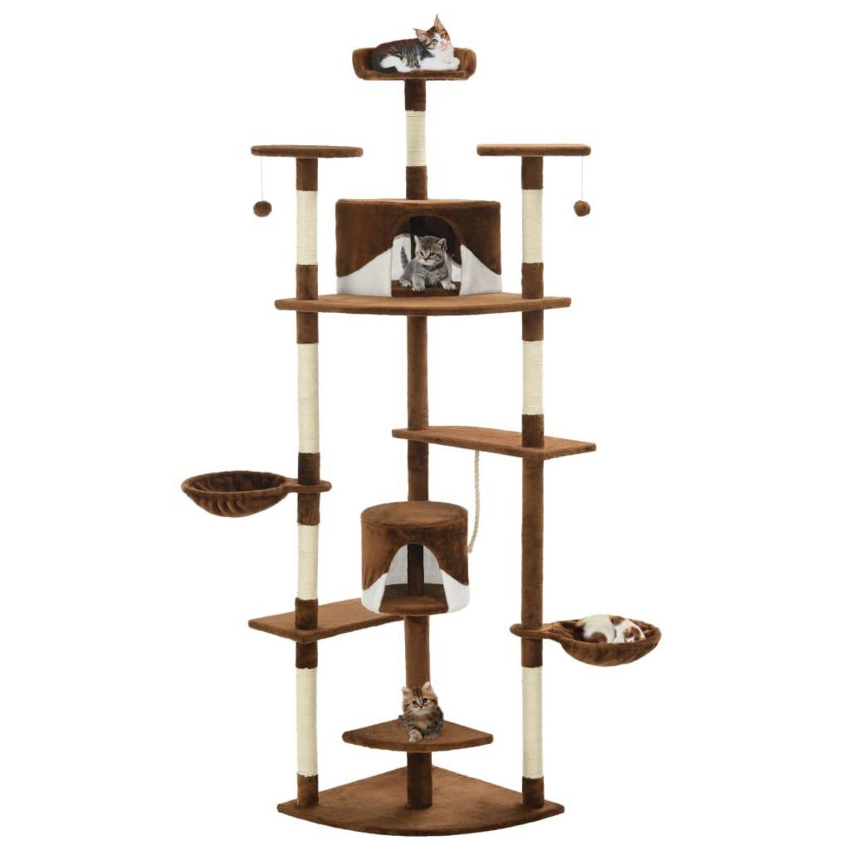 VIDAXL Arbre a chat avec griffoirs en sisal 203 cm Marron et Blanc