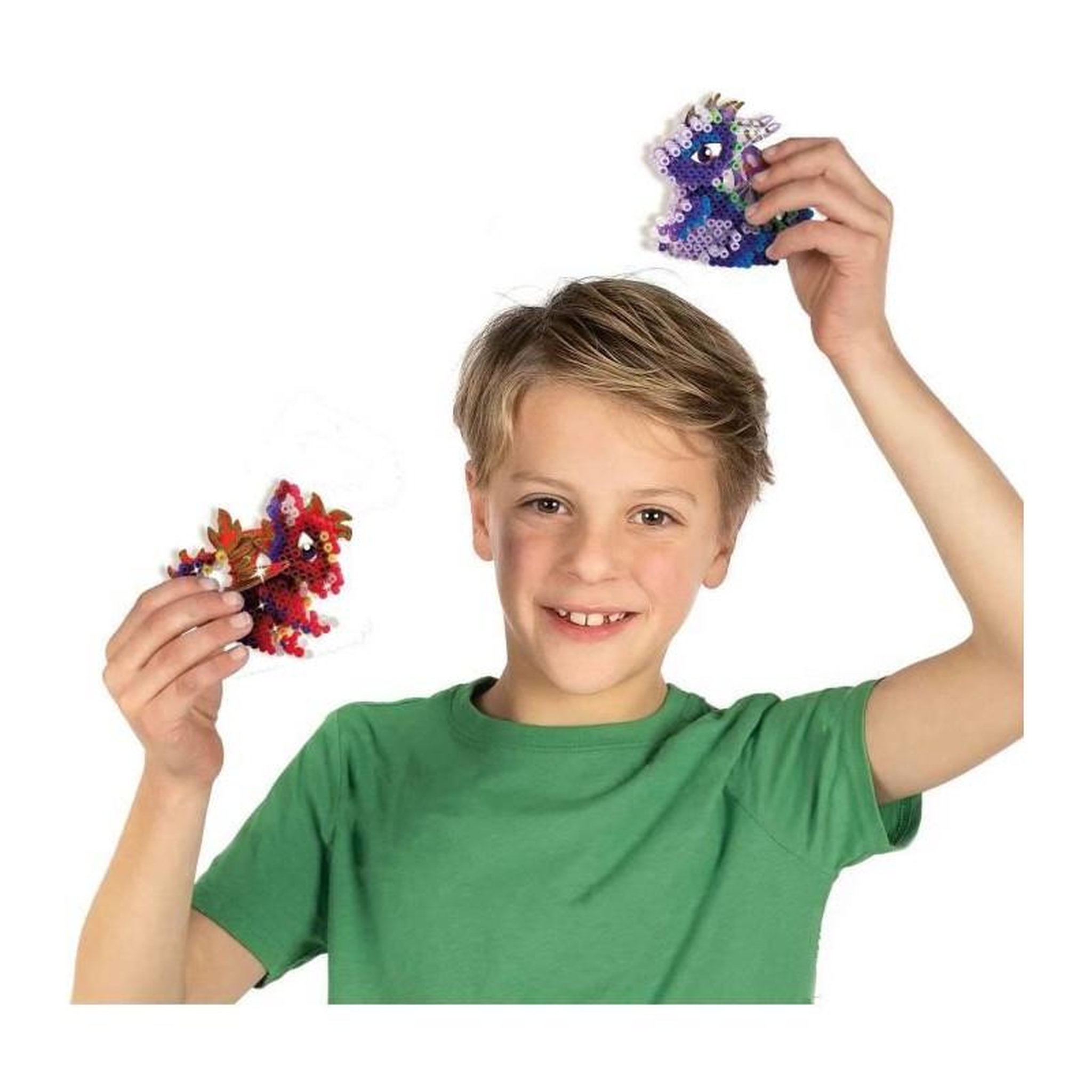 Voir la diapositive 2 : SES Creative Perles a repasser - Dragons - SES CREATIVE - Fabrique 3 types de dragons en 3D.