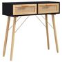 Voir la diapositive 2 : VIDAXL Table console Noir 80x30x75 cm Bois massif pin /rotin naturel