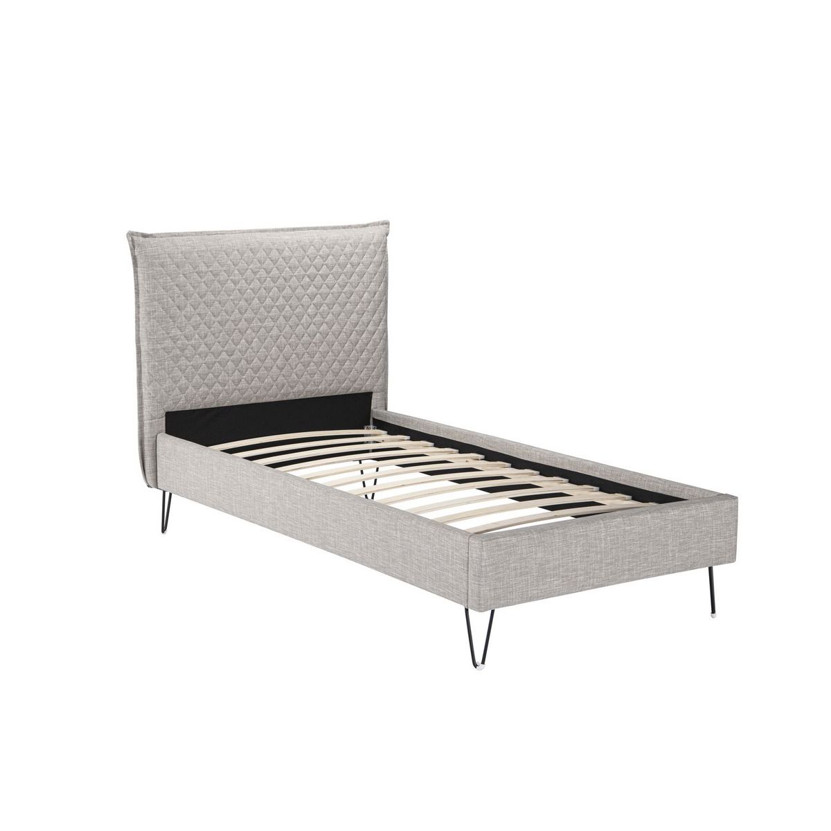 Lit simple avec sommier et tête de lit effet matelassé 90x190 cm ALBAN