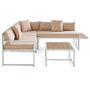 Voir la diapositive 3 : BEST MOBILIER Anoha – salon de jardin d'angle en acier blanc – 5 places - coussins beige et table incluse