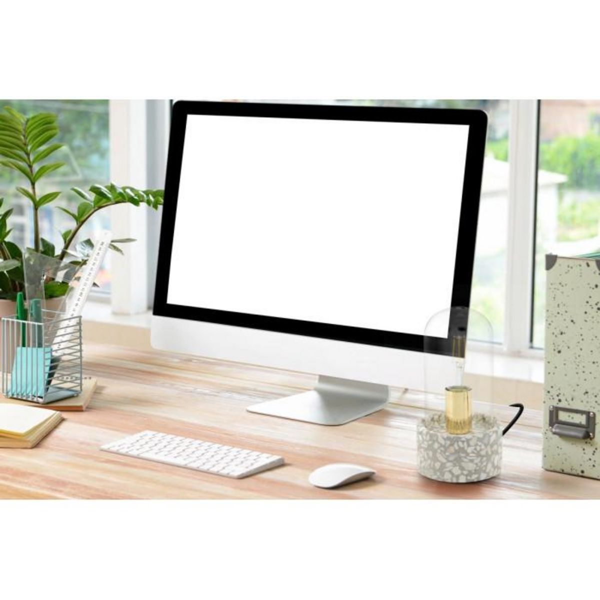 Paris Prix Lampe à Poser avec Dôme  Curacao  24cm Gris & Blanc