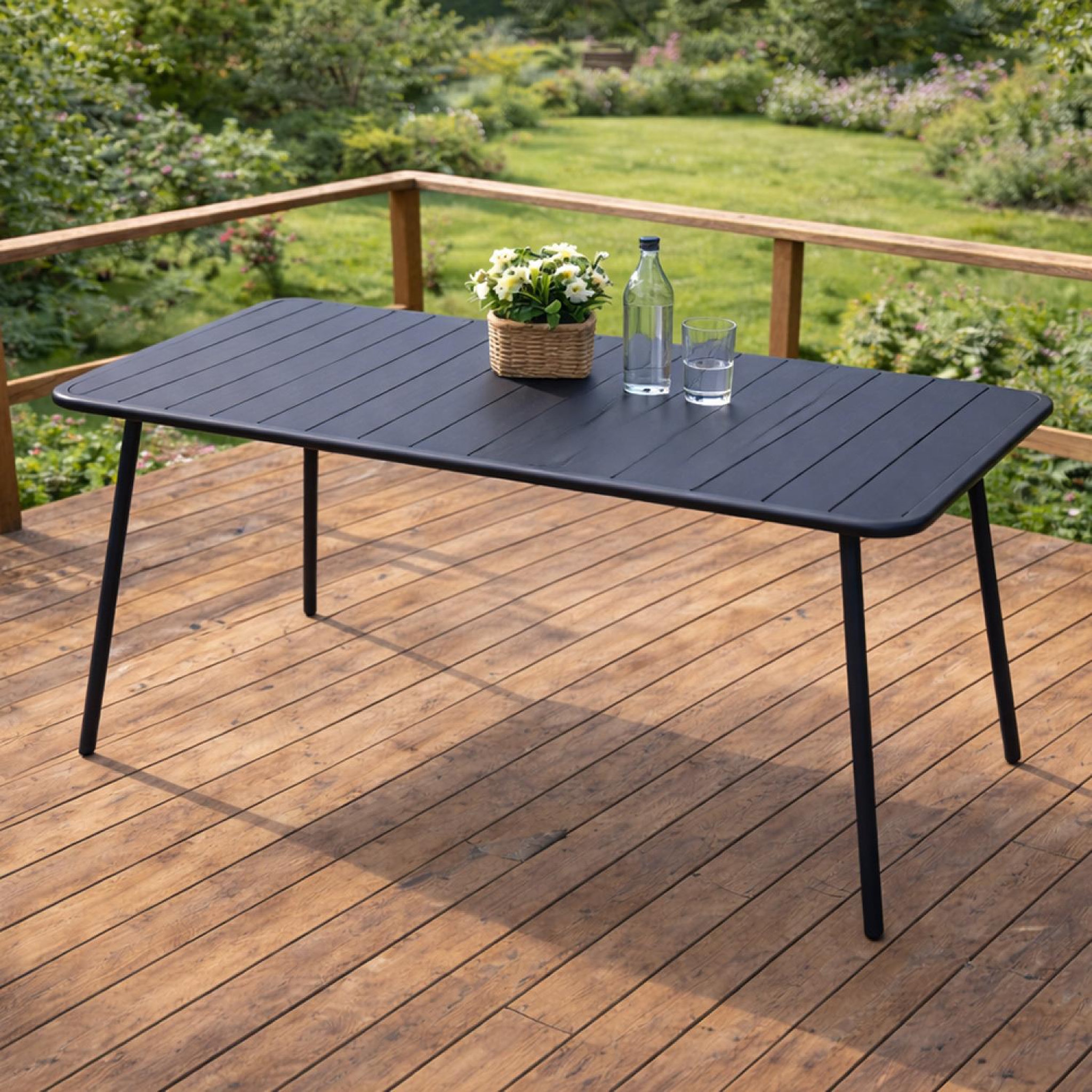 Voir la diapositive 2 : CONCEPT USINE Table de jardin 4 à 6 places 120cm gris foncé bergame