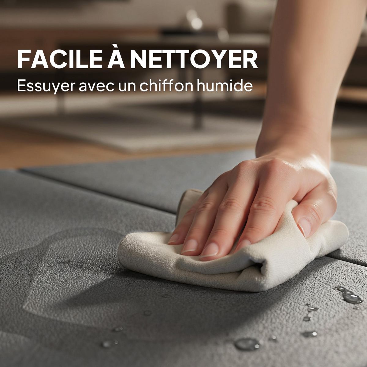 HOMCOM Tapis de sol gymnastique Fitness pliable portable rembourrage mousse 5 cm dim. 1,8L x 0,6l m revêtement synthétique gris