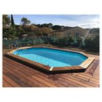 UBBINK Piscine enterrée  bois octogonale - 300x490x120cm -Liner Bleu- SUNWATER