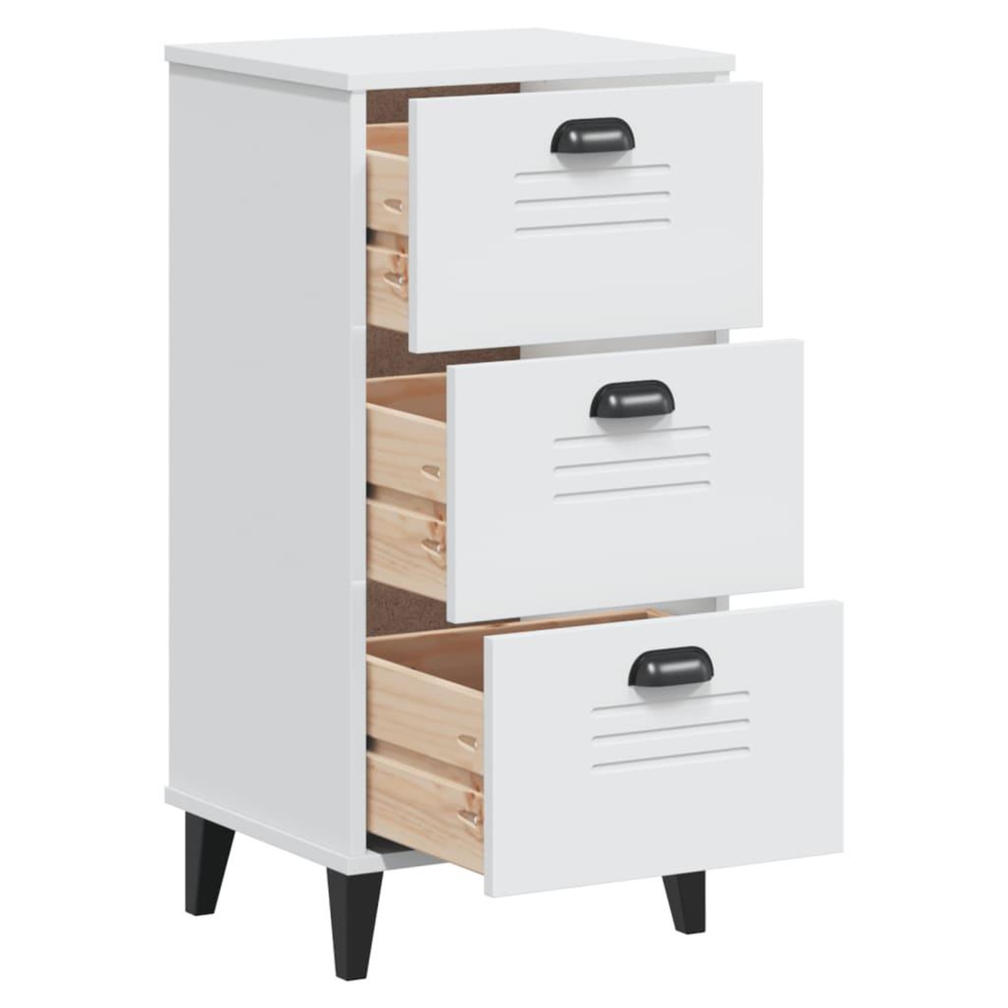 Voir la diapositive 5 : VIDAXL Table de chevet VIKEN blanc bois d'ingenierie