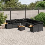 VIDAXL Salon de jardin 11 pcs avec coussins noir resine tressee