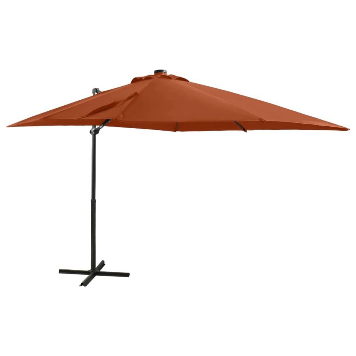 VIDAXL Parasol de jardin en porte-a-faux avec mat et lumieres LED