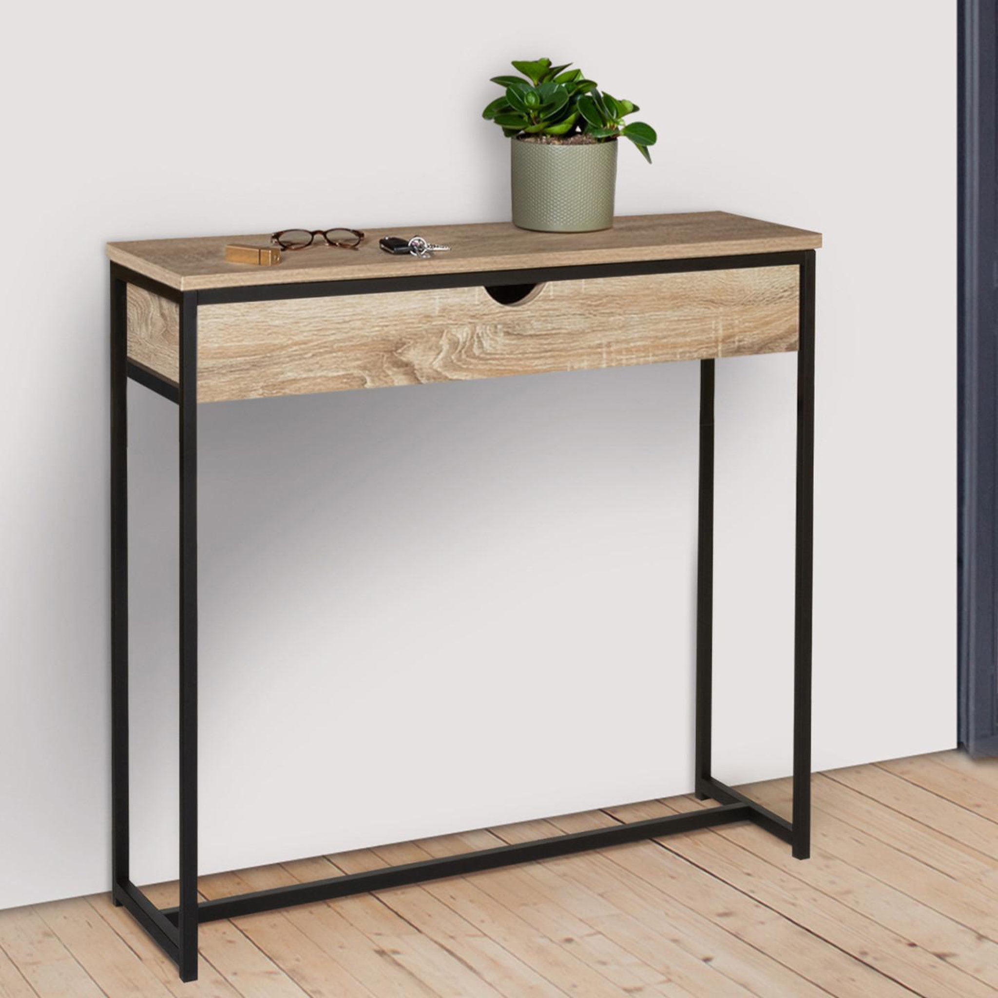Voir la diapositive 2 : ID MARKET Console 1 tiroir detroit design industriel