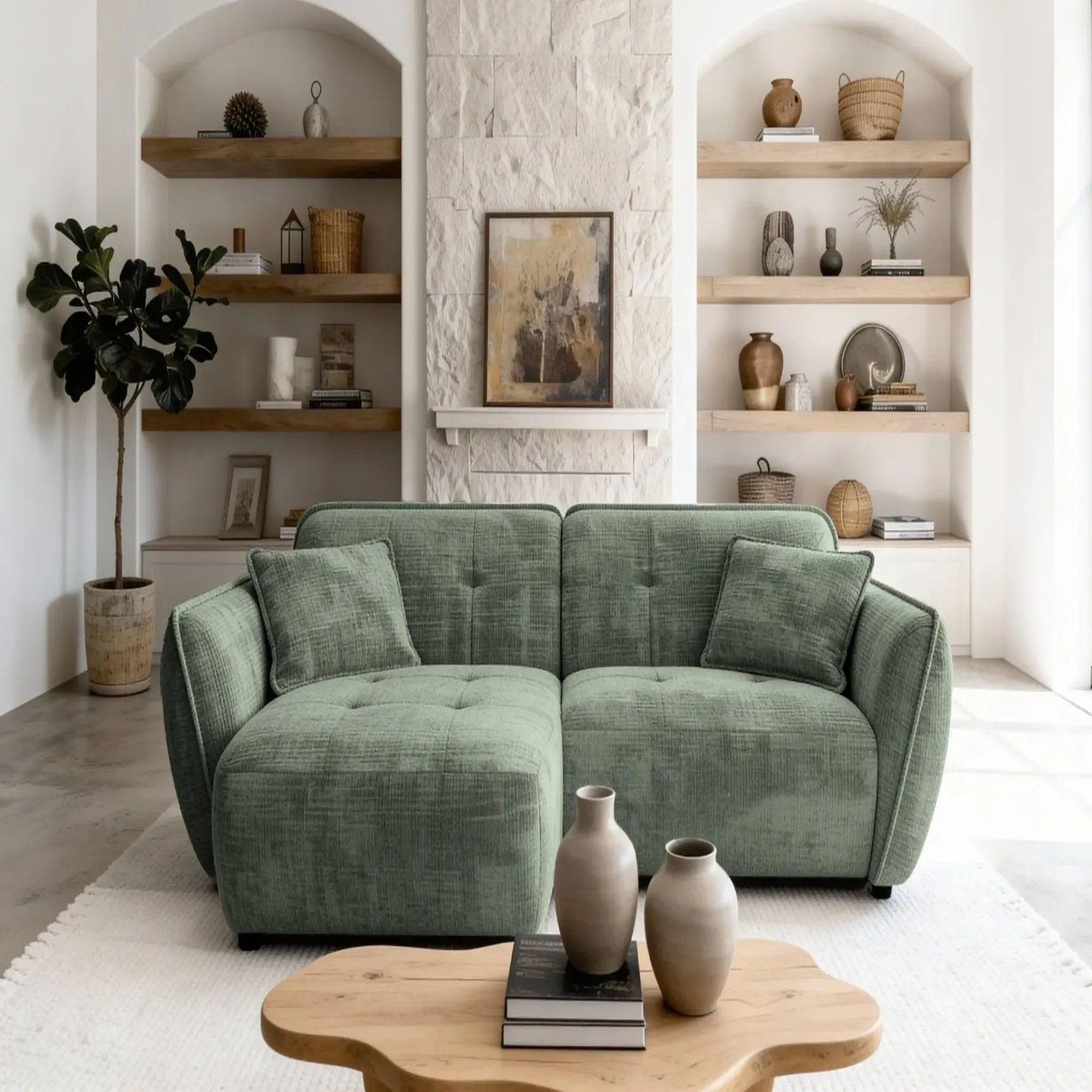 Voir la diapositive 3 : CASANOVA PARIS Mona - canapé d'angle tissu chenille 4 places droit