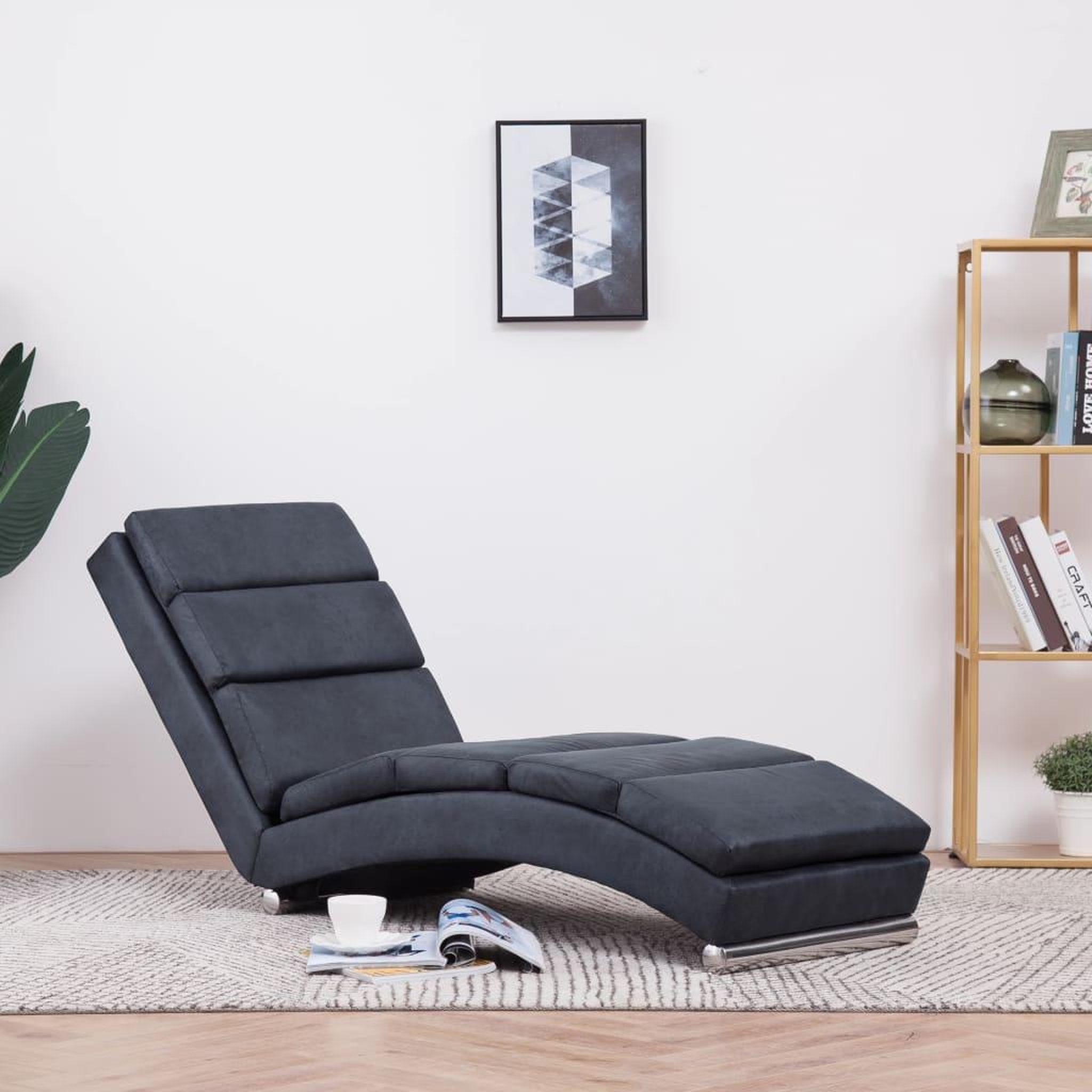 VIDAXL Chaise longue Gris Similicuir daim