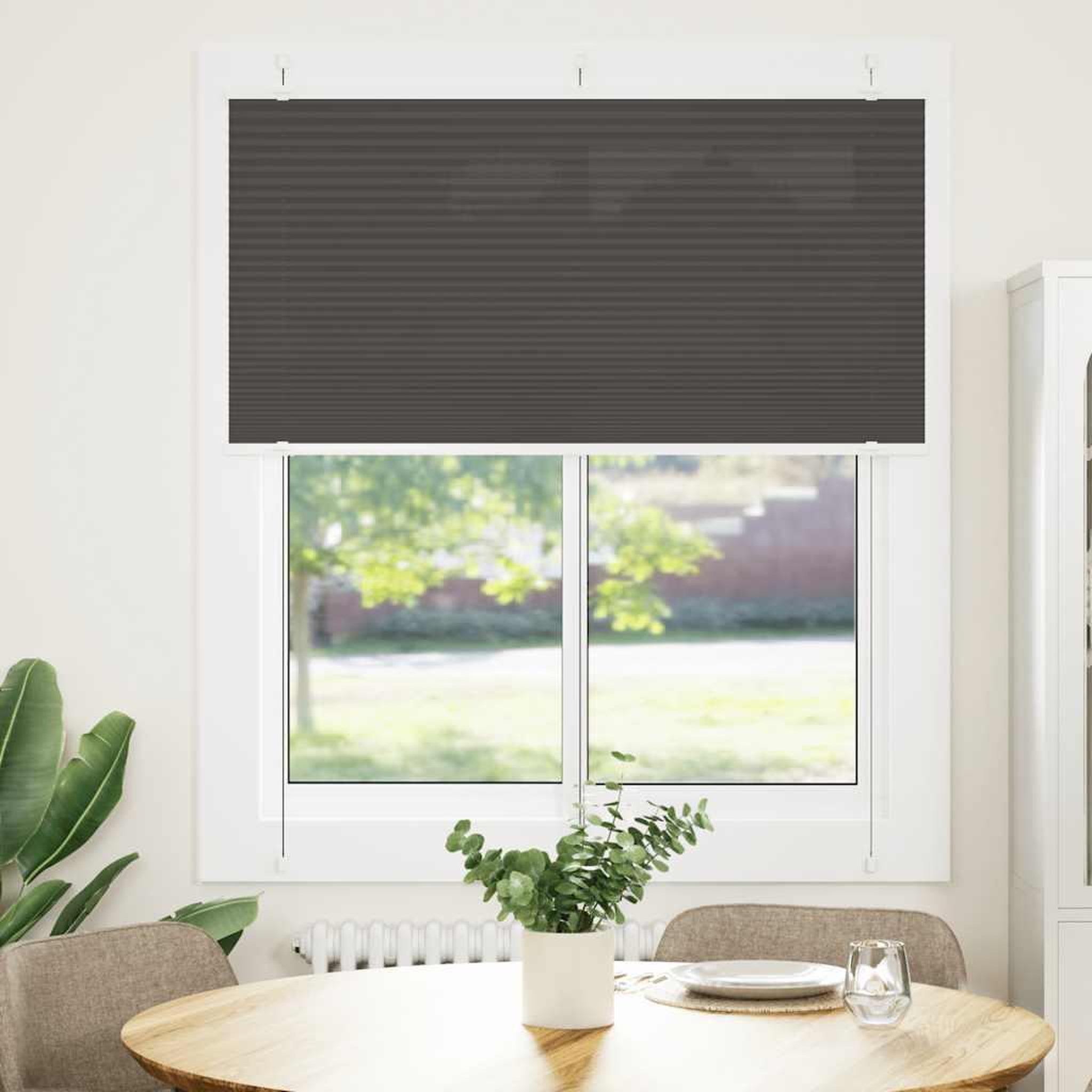 Voir la diapositive 2 : VIDAXL Store plisse noir 115x100 cm largeur du tissu 114,4cm polyester