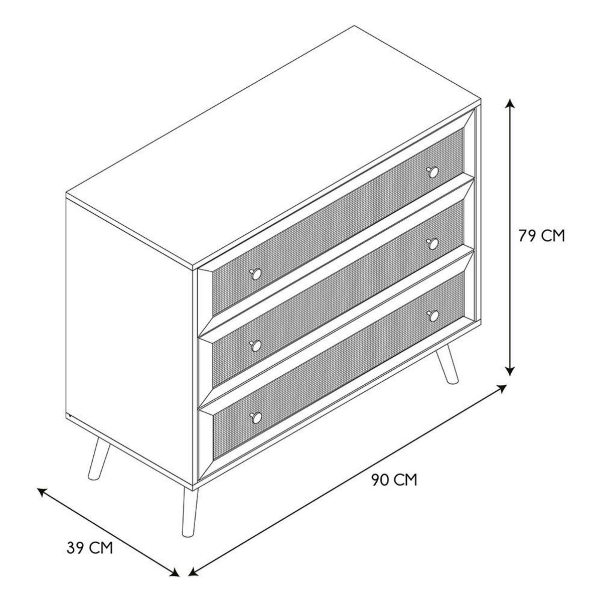 The Home Deco Factory Commode 3 tiroirs Bali