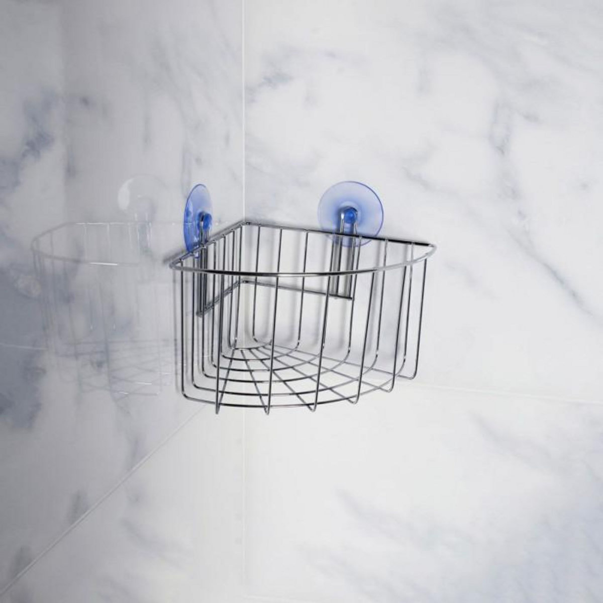 Paris Prix Panier de Douche Angle Ventouse  Filaire Basic  19cm Chrome