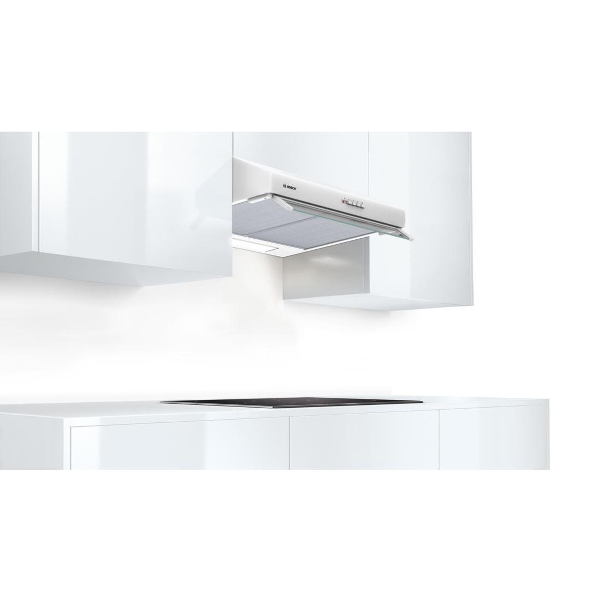 Voir la diapositive 4 : BOSCH Hotte casquette 60cm 350m3/h blanc - dul63cc20