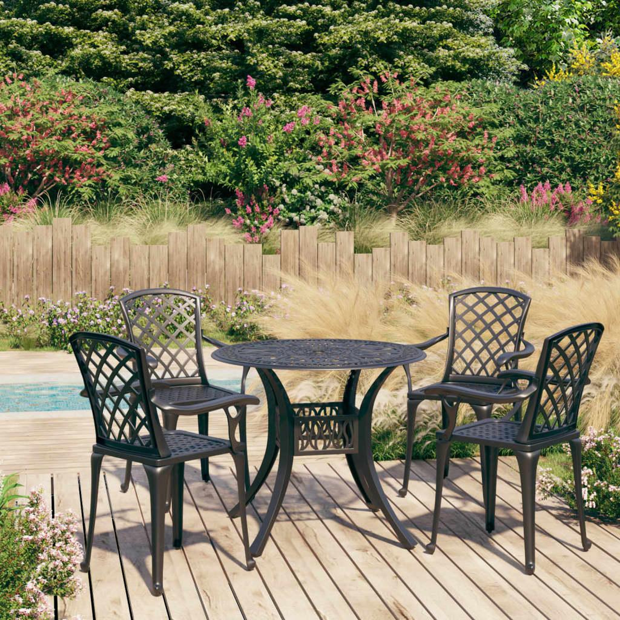 VIDAXL Ensemble de bistro 5 pcs Aluminium coule Noir