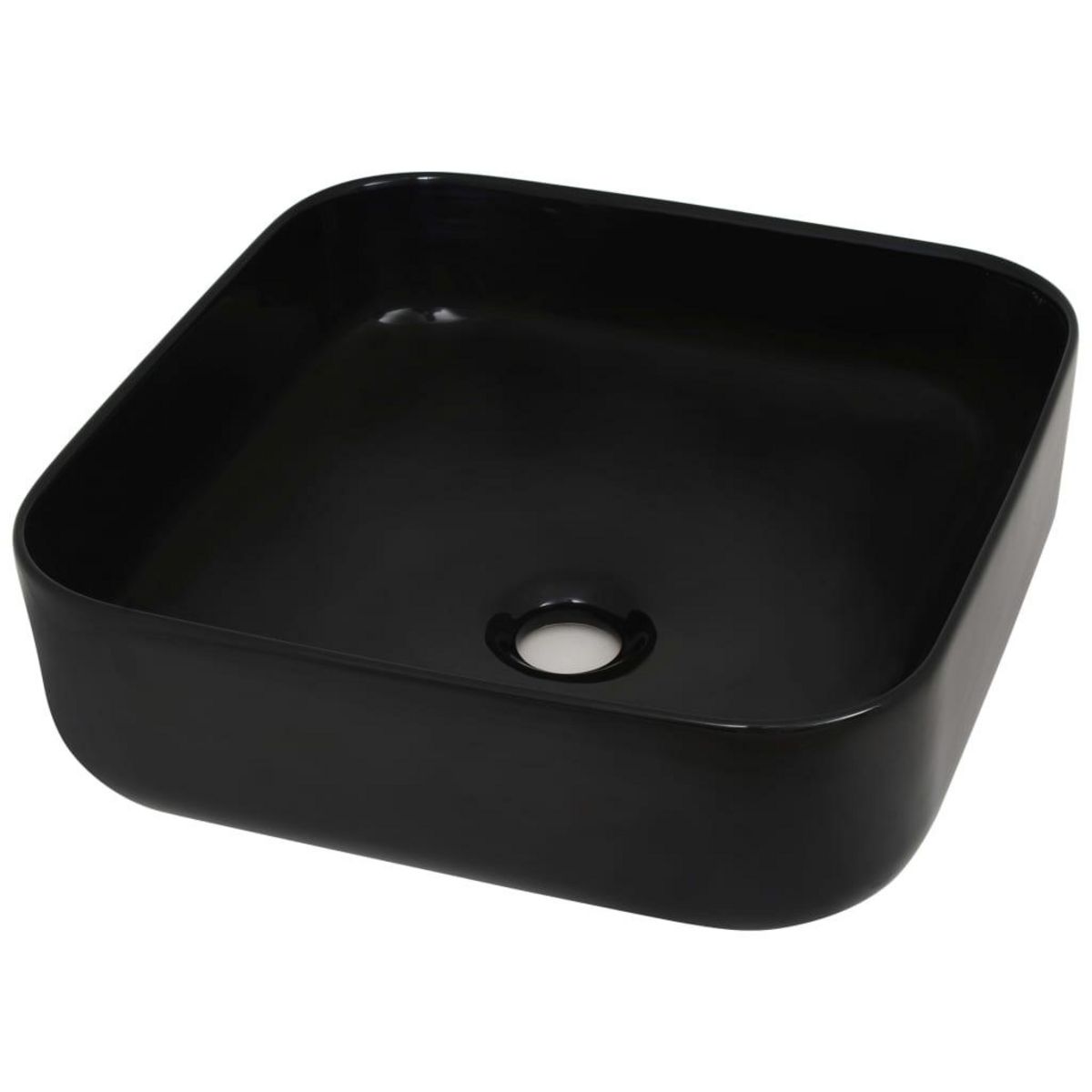 VIDAXL Lavabo carre Ceramique Noir 38 x 38 x 13,5 cm