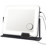 HOMCOM Miroir lumineux LED 3 modes d'éclairage grossissement 10X rotation à 360° port charge USB