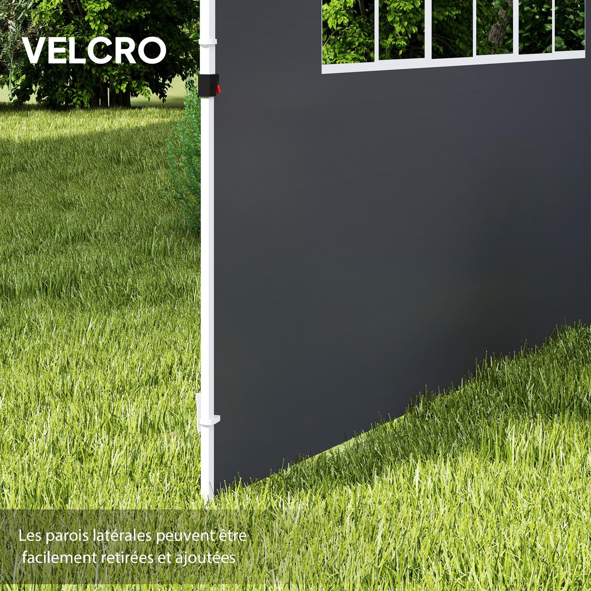 Voir la diapositive 6 : OUTSUNNY Parois latérales de rechange barnum tonnelle 3 x 3 m 2 pièces grande fenêtre gris