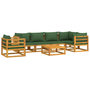 Voir la diapositive 3 : VIDAXL Salon de jardin 7 pcs avec coussins vert bois massif