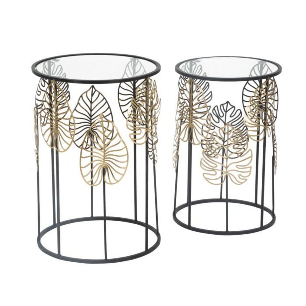 Paris Prix Lot de 2 Tables d'Appoint  Coppia  55cm Noir & Or