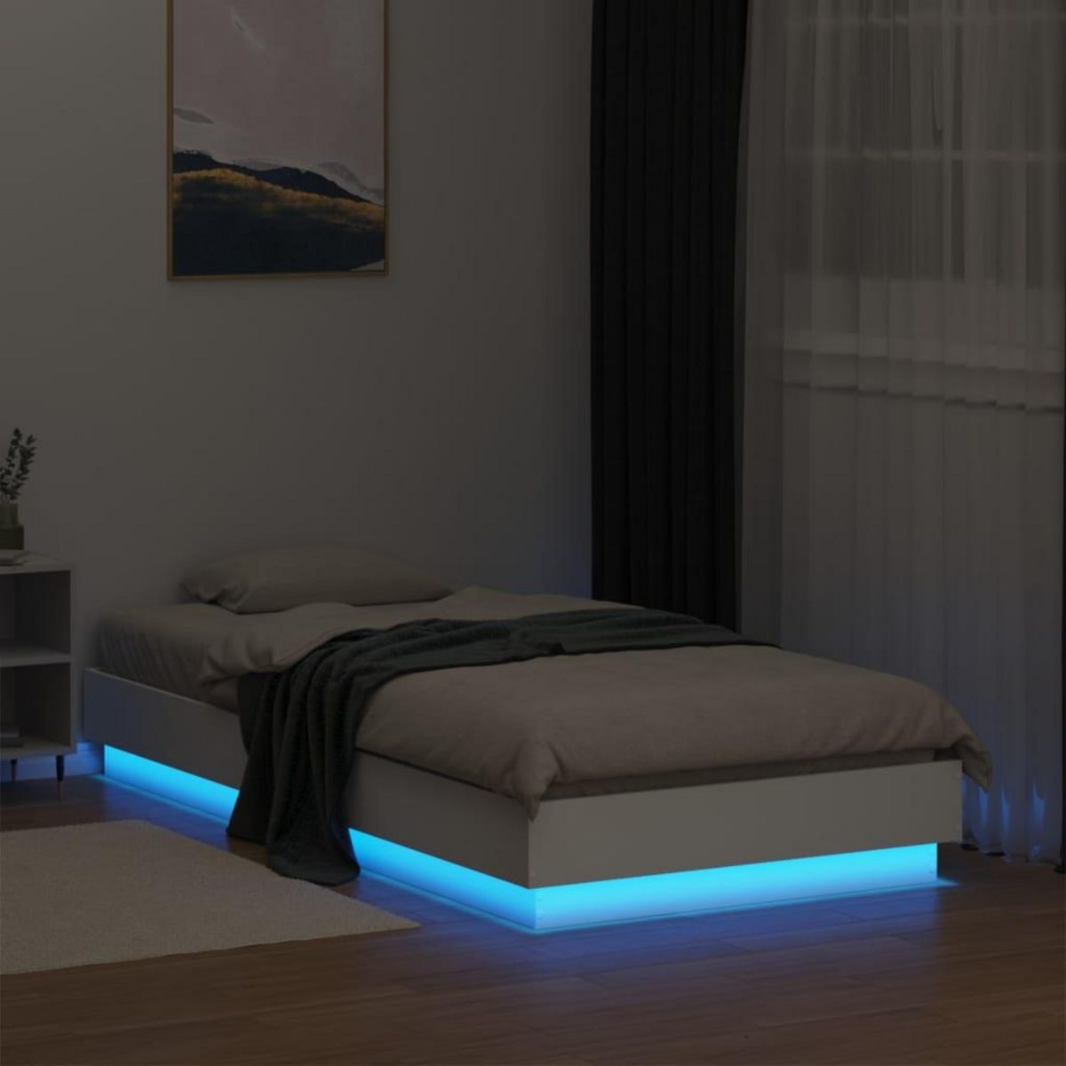 VIDAXL Cadre de lit sans matelas avec lumieres LED blanc 90x190 cm