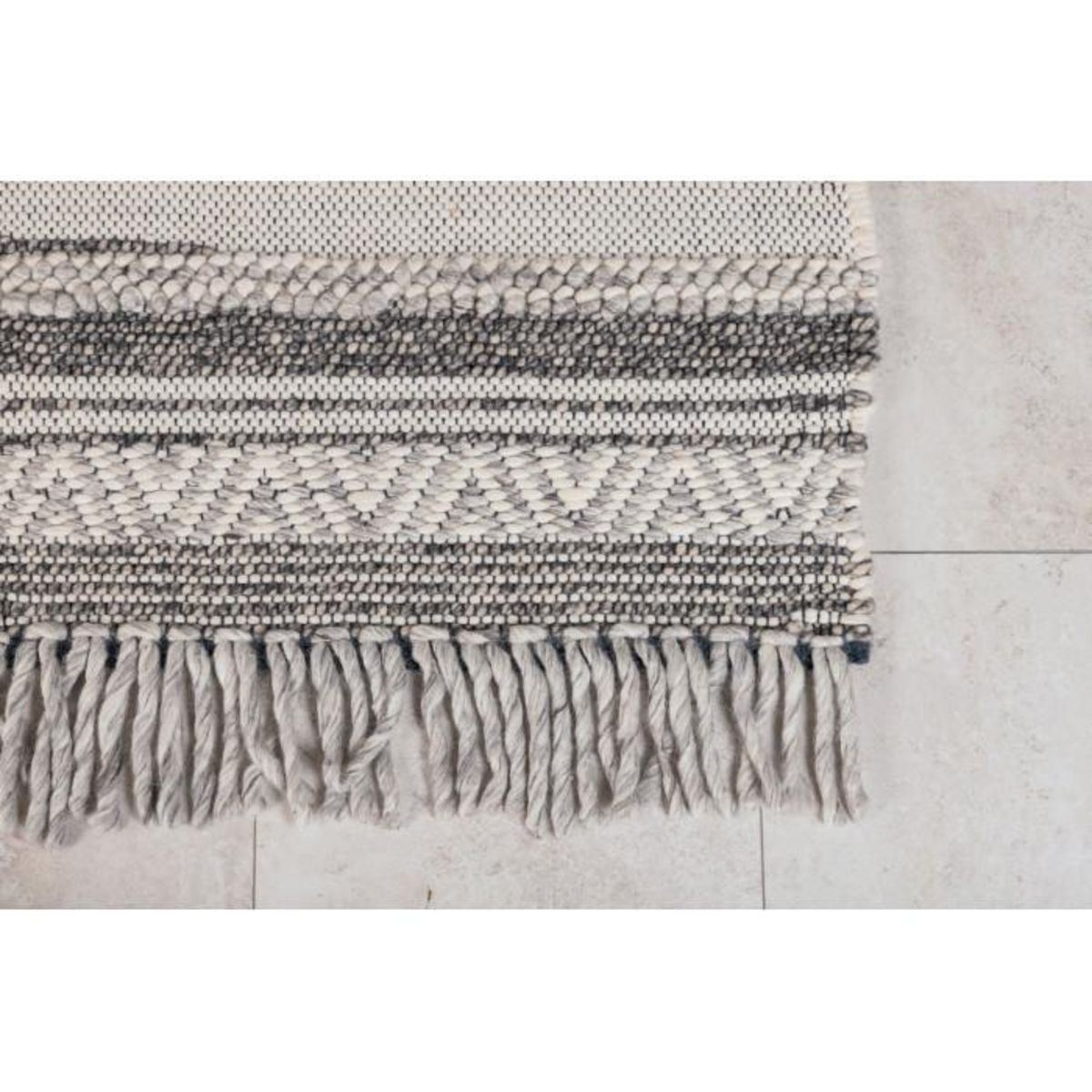 Paris Prix Tapis Déco en Laine  Alwar  170x240cm Gris Foncé