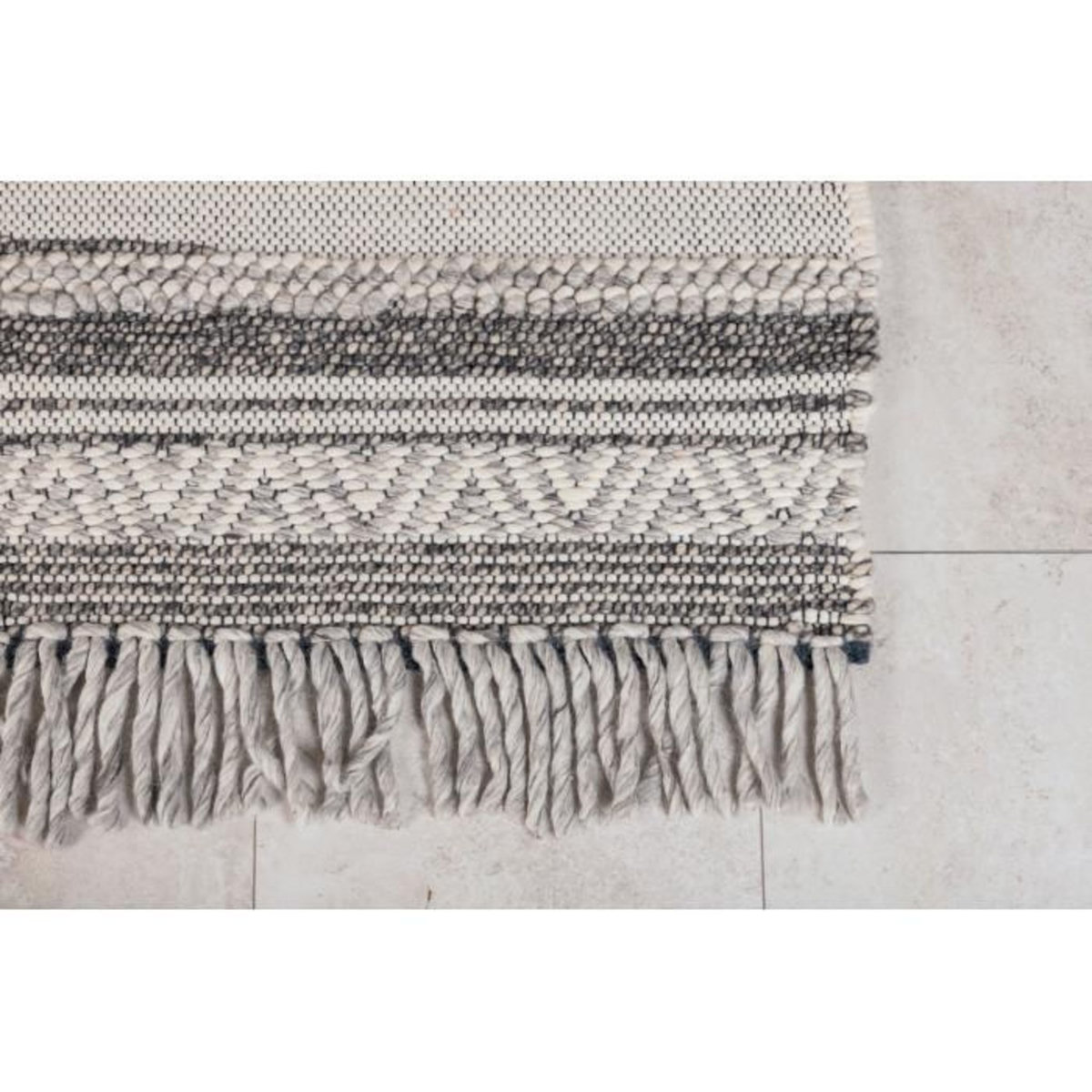 Paris Prix Tapis Déco en Laine  Alwar  170x240cm Gris Foncé